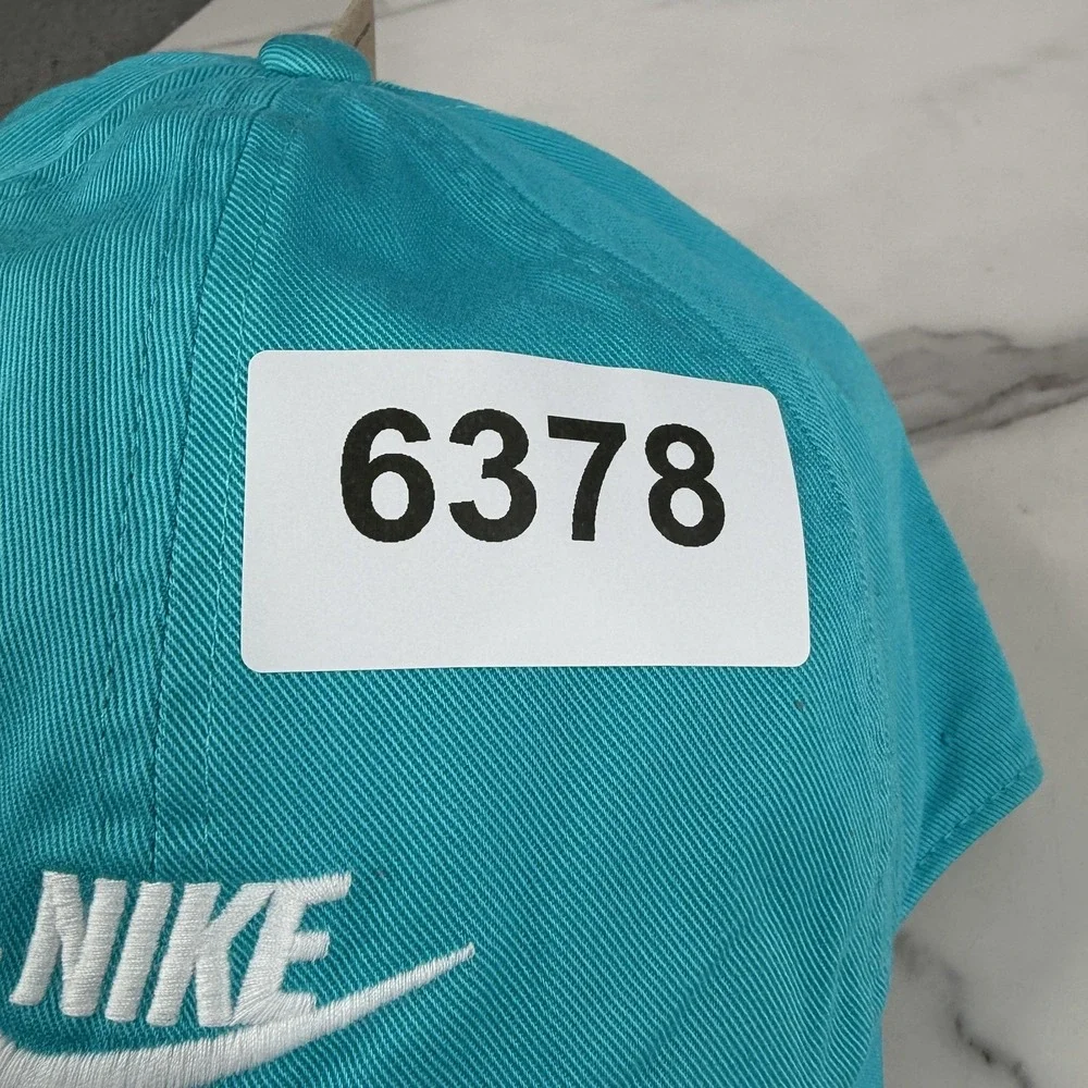 Nike Hat Cap Strap Back Mens M/L Teal Blue Club Cap Swoosh Logo Baseball
